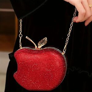 NYC Red and Gold Clutch with Apple Design and earrings to match